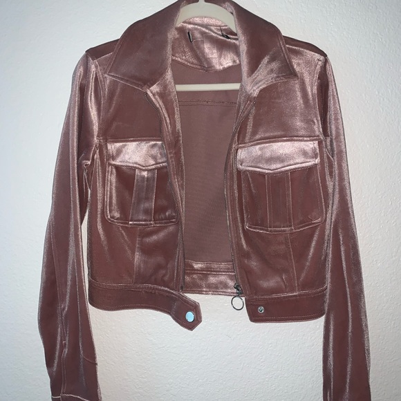 No label shiny velvet pink jacket - Picture 1 of 6